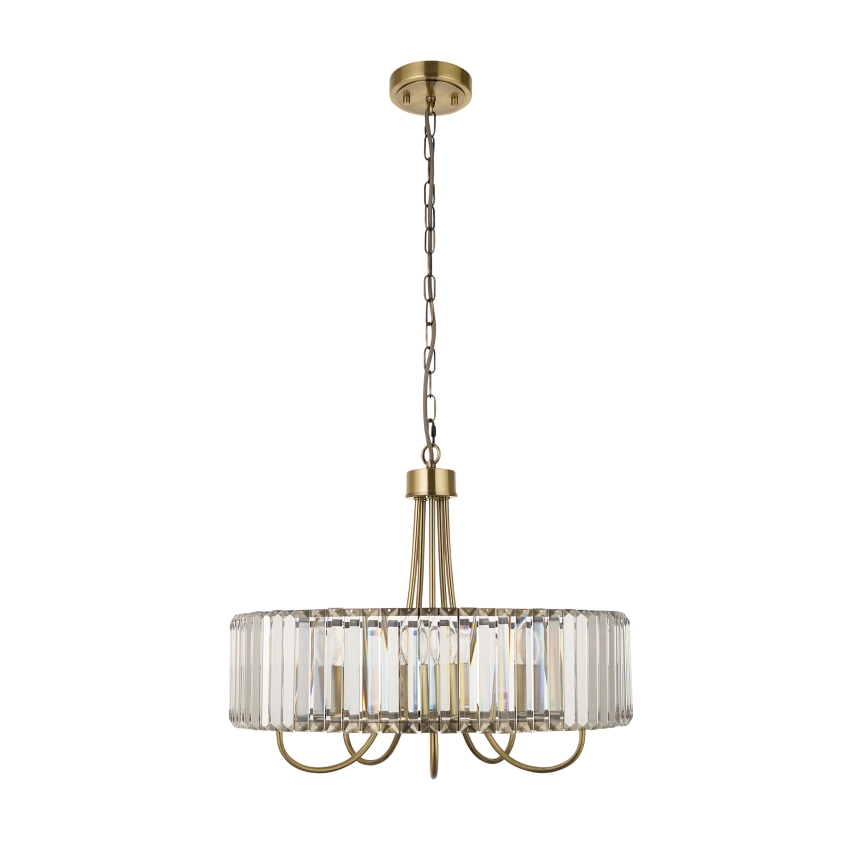 Endon 119610 - Candelabru VISCONTI cu lanț, 5 x E14, 6 W, 230 V, alamă