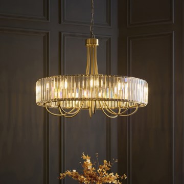 Endon 119611 - Candelabru VISCONTI cu lanț, 8xE14/6W/230V, alamă