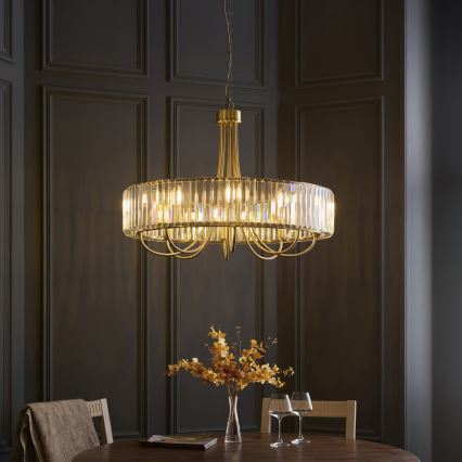 Endon 119611 - Candelabru VISCONTI cu lanț, 8xE14/6W/230V, alamă