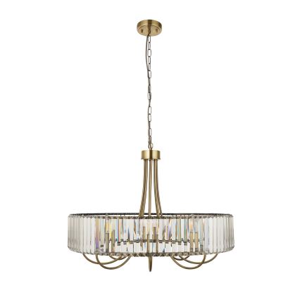 Endon 119611 - Candelabru VISCONTI cu lanț, 8xE14/6W/230V, alamă