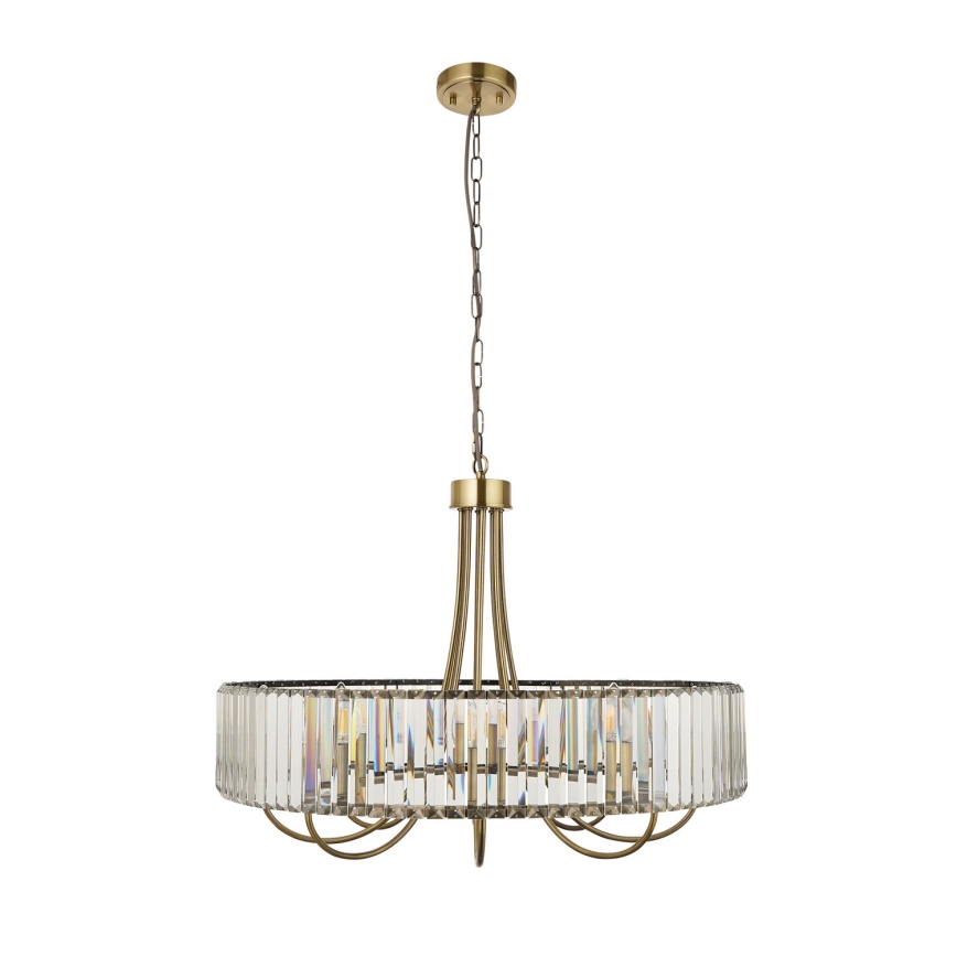 Endon 119611 - Candelabru VISCONTI cu lanț, 8xE14/6W/230V, alamă