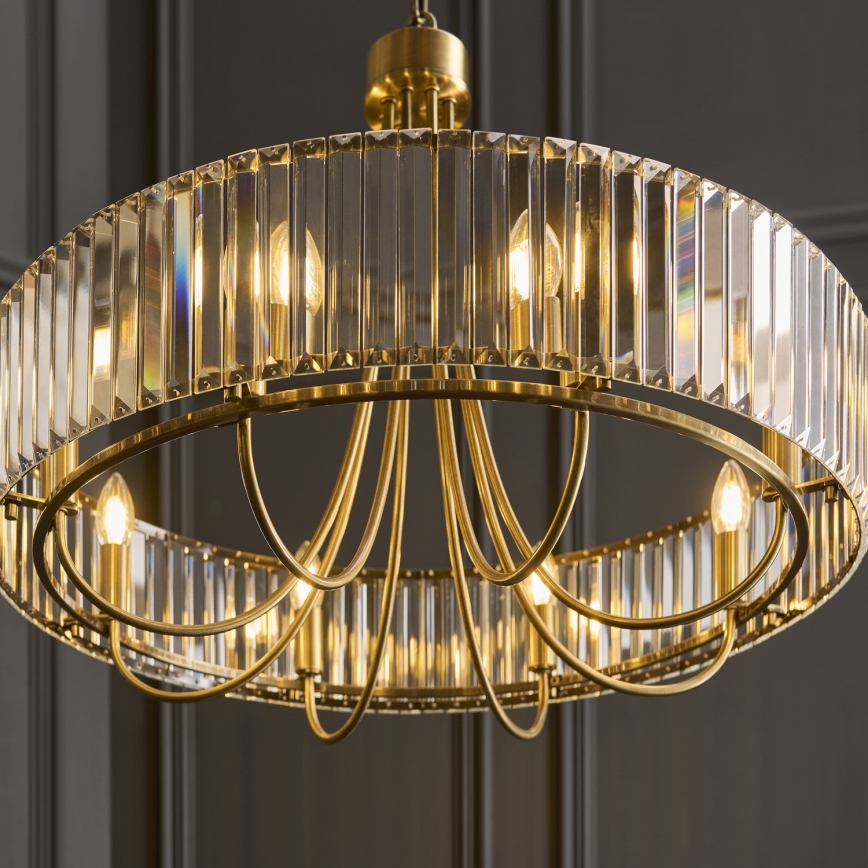 Endon 119611 - Candelabru VISCONTI cu lanț, 8xE14/6W/230V, alamă