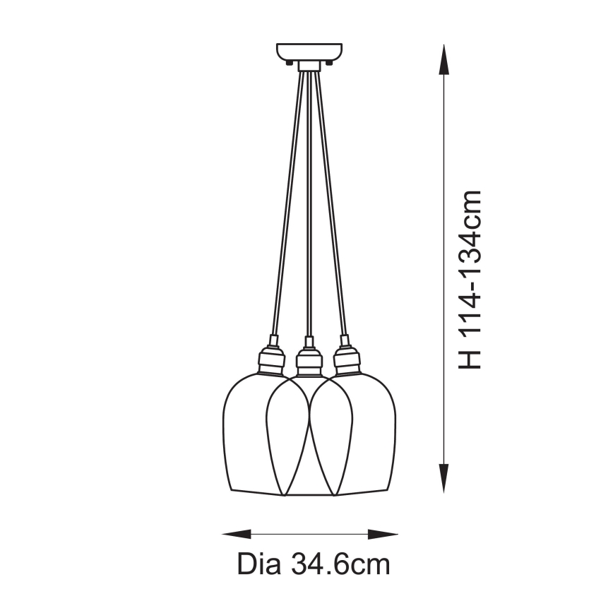 Endon 120644 - Lustră suspendată cu cablu, 3xE27/10W/230V, crom lucios