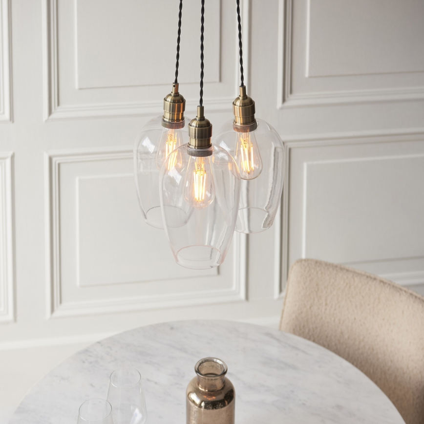 Endon 120648 - Lustră suspendată pe cablu 3xE27/10W/230V, alamă