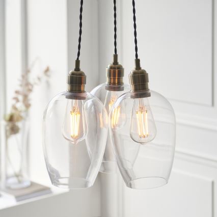 Endon 120648 - Lustră suspendată pe cablu 3xE27/10W/230V, alamă