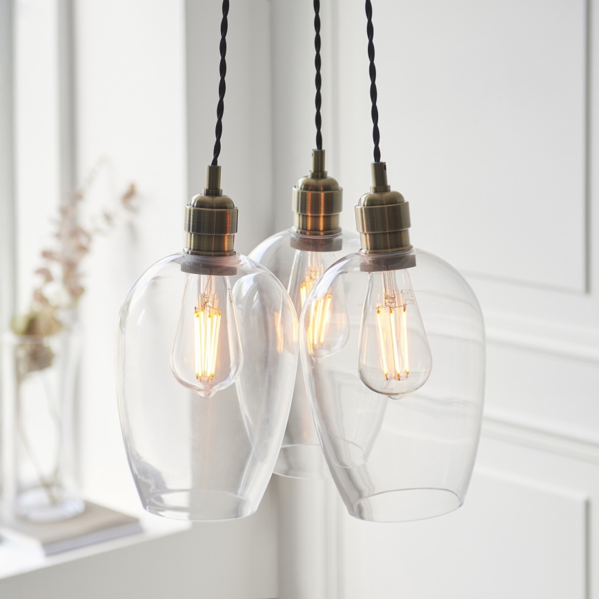 Endon 120648 - Lustră suspendată pe cablu 3xE27/10W/230V, alamă
