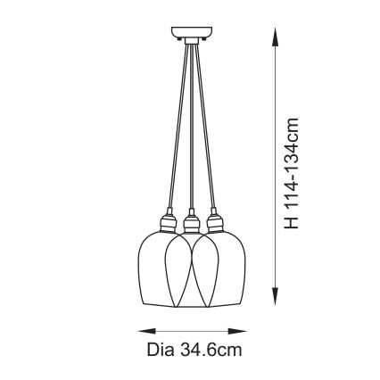 Endon 120648 - Lustră suspendată pe cablu 3xE27/10W/230V, alamă
