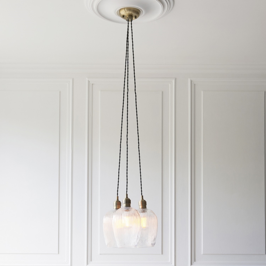 Endon 120656 - Lustră suspendată pe cablu 3xE27/10W/230V alamă