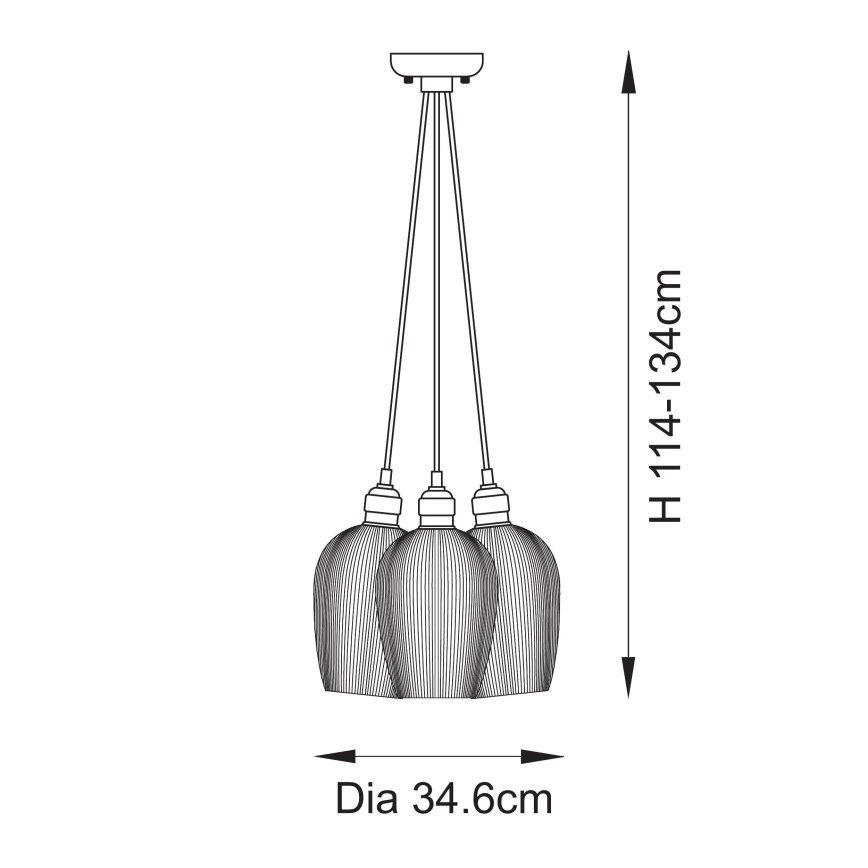 Endon 120656 - Lustră suspendată pe cablu 3xE27/10W/230V alamă