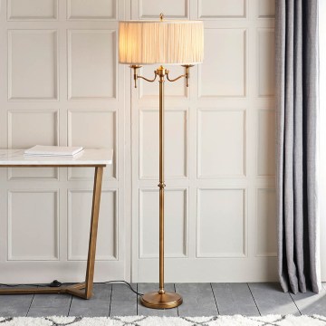 Endon 63620 - Lampadar STANFORD 2xE14/40W/230V alamă/bej