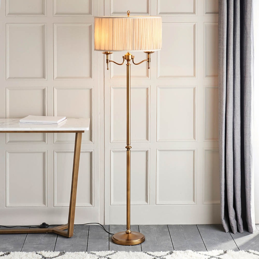 Endon 63620 - Lampadar STANFORD 2xE14/40W/230V alamă/bej