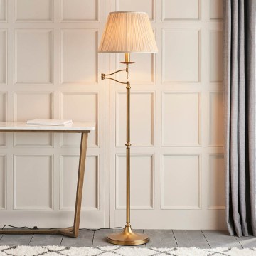 Endon 63621 - Lampadar STANFORD 1xE27/60W/230V alamă/bej