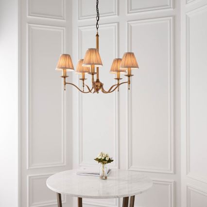Endon 63627 - Candelabru cu lanț STANFORD 5xE14/40W/230V alamă/bej