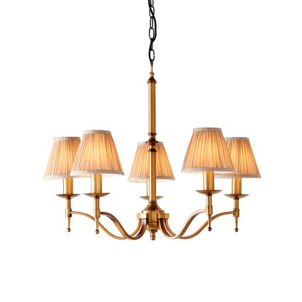 Endon 63627 - Candelabru cu lanț STANFORD 5xE14/40W/230V alamă/bej