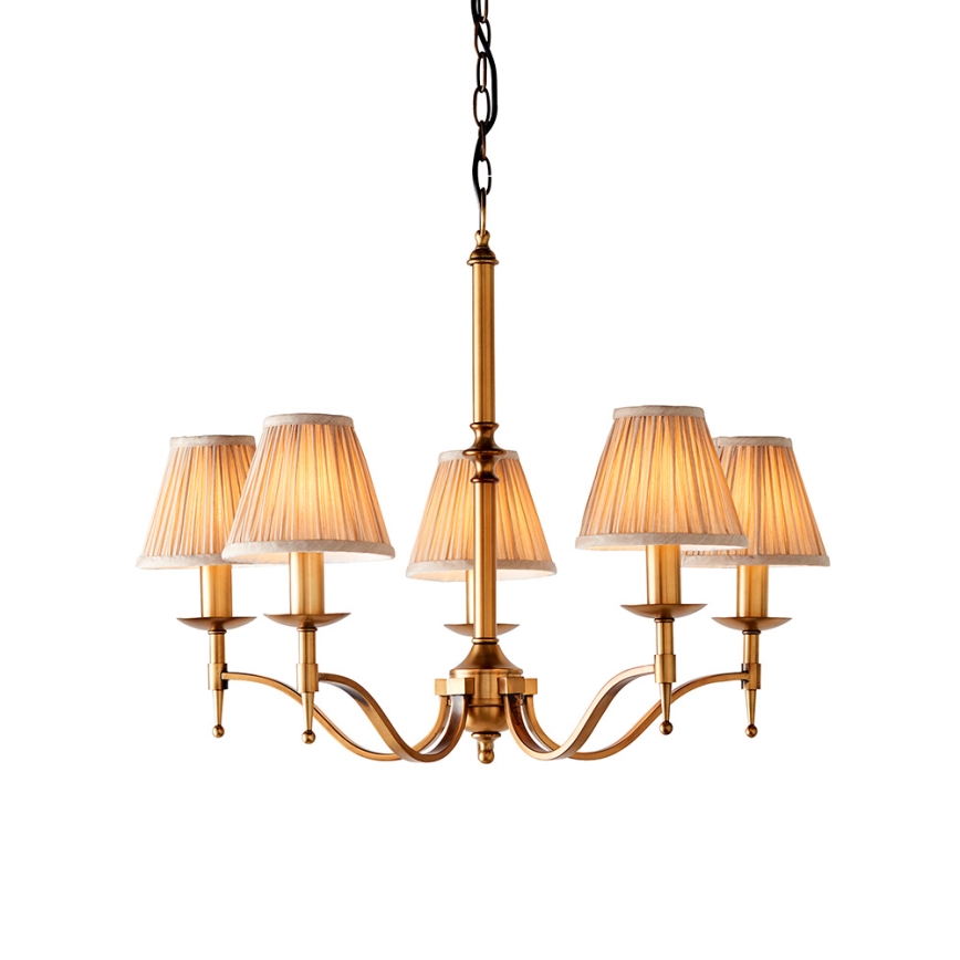 Endon 63627 - Candelabru cu lanț STANFORD 5xE14/40W/230V alamă/bej