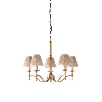 Endon 63627 - Candelabru cu lanț STANFORD 5xE14/40W/230V alamă/bej