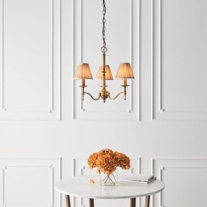 Endon 63628 - Candelabru suspendat cu lanț STANFORD 3xE14/40W/230V alamă/bej