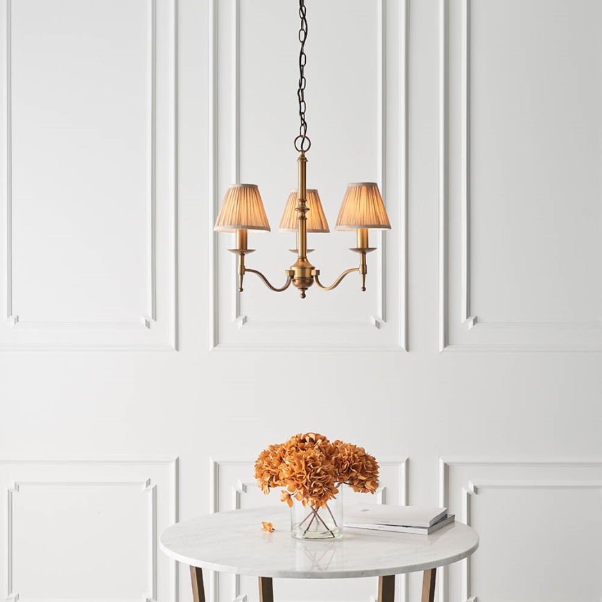 Endon 63628 - Candelabru suspendat cu lanț STANFORD 3xE14/40W/230V alamă/bej