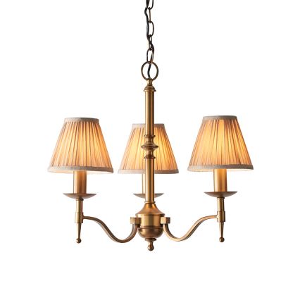 Endon 63628 - Candelabru suspendat cu lanț STANFORD 3xE14/40W/230V alamă/bej