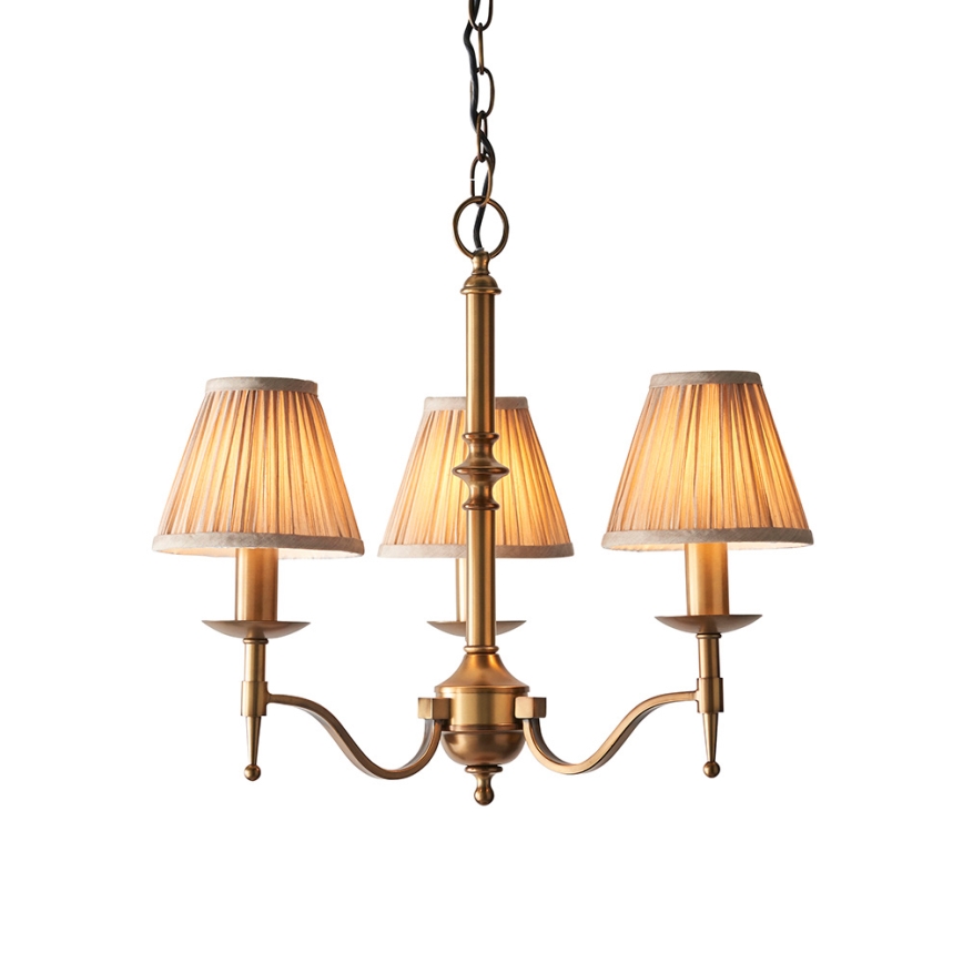 Endon 63628 - Candelabru suspendat cu lanț STANFORD 3xE14/40W/230V alamă/bej