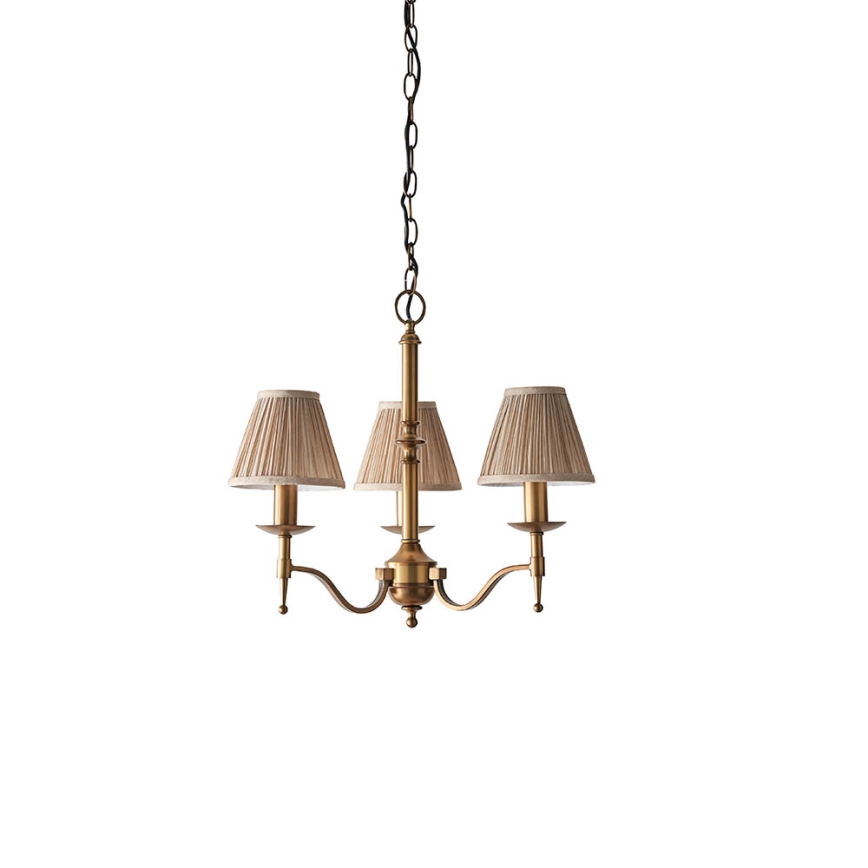 Endon 63628 - Candelabru suspendat cu lanț STANFORD 3xE14/40W/230V alamă/bej