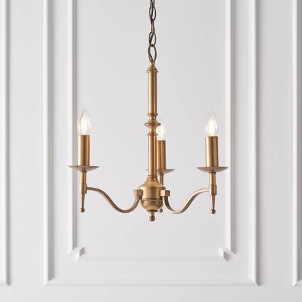Endon 63628 - Candelabru suspendat cu lanț STANFORD 3xE14/40W/230V alamă/bej