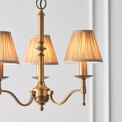 Endon 63628 - Candelabru suspendat cu lanț STANFORD 3xE14/40W/230V alamă/bej