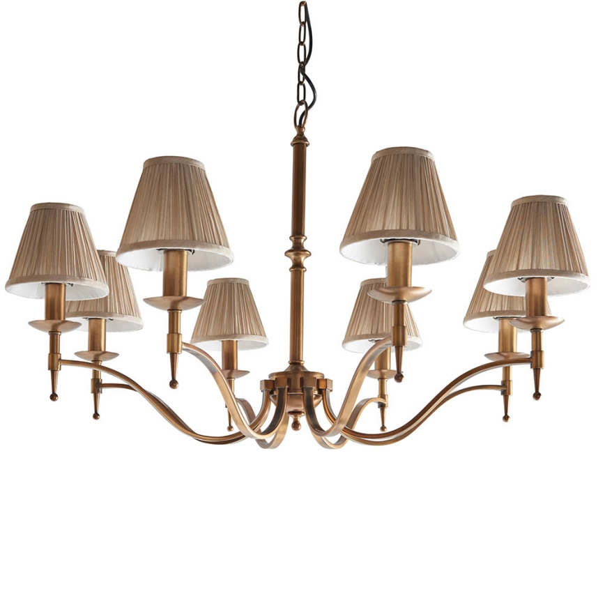 Endon 63629 - Candelabru cu lanț STANFORD 8xE14/40W/230V alamă/bej