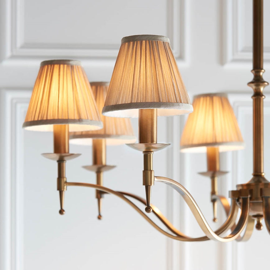 Endon 63629 - Candelabru cu lanț STANFORD 8xE14/40W/230V alamă/bej