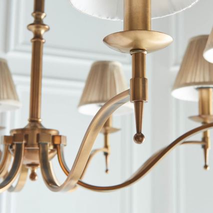 Endon 63629 - Candelabru cu lanț STANFORD 8xE14/40W/230V alamă/bej