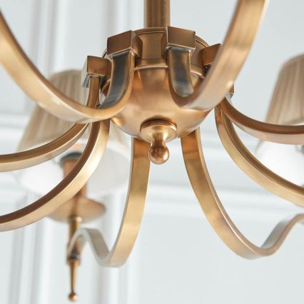 Endon 63629 - Candelabru cu lanț STANFORD 8xE14/40W/230V alamă/bej