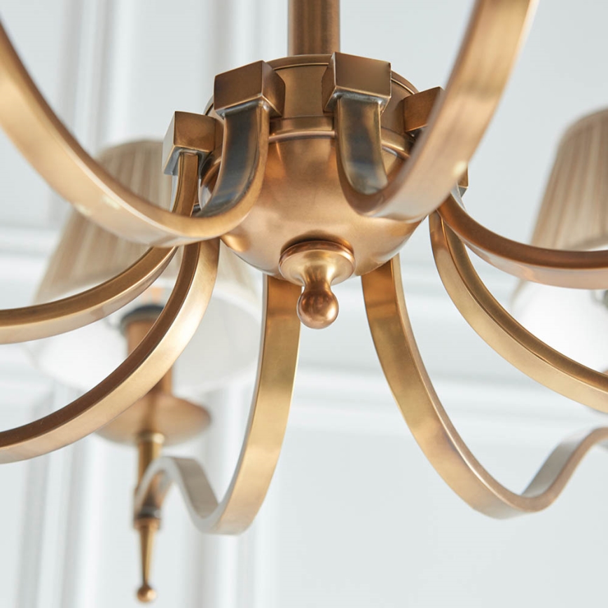 Endon 63629 - Candelabru cu lanț STANFORD 8xE14/40W/230V alamă/bej