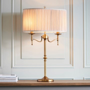 Endon 63648 - Lampă de birou STANFORD 2xE14/40W/230V alamă/bej