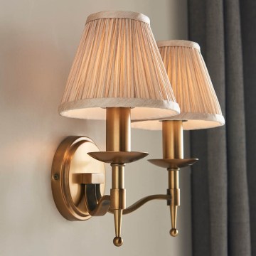 Endon 63654 - Aplica de perete STANFORD 2xE14/40W/230V alamă/bej