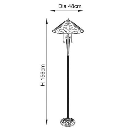 Endon 63934 - Lampadar Tiffany ASTORIA, 2xE27/60W/230V, diametru 48 cm