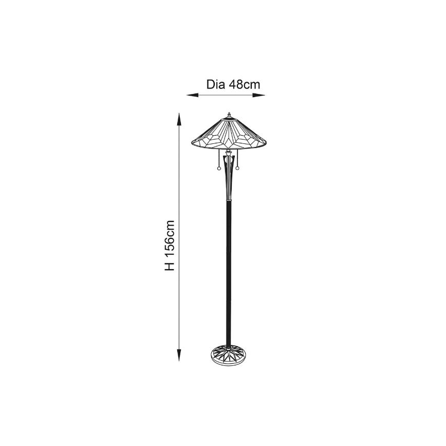 Endon 63934 - Lampadar Tiffany ASTORIA, 2xE27/60W/230V, diametru 48 cm