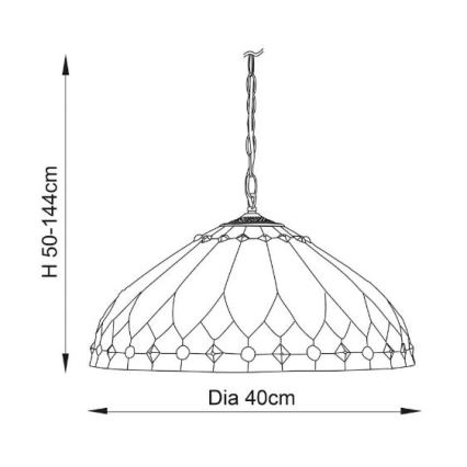 Endon 63977 - Lustră suspendată Tiffany BROOKLYN cu lanț, 1xE27/60W/230V, Ø 40 cm