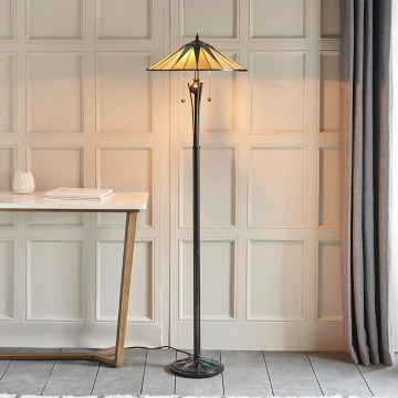 Endon 64041 - Lampadar Tiffany DARK STAR, 2xE27/60W/230V, Ø 49 cm