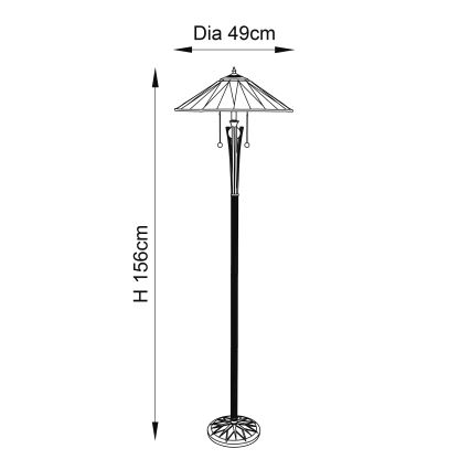 Endon 64041 - Lampadar Tiffany DARK STAR, 2xE27/60W/230V, Ø 49 cm