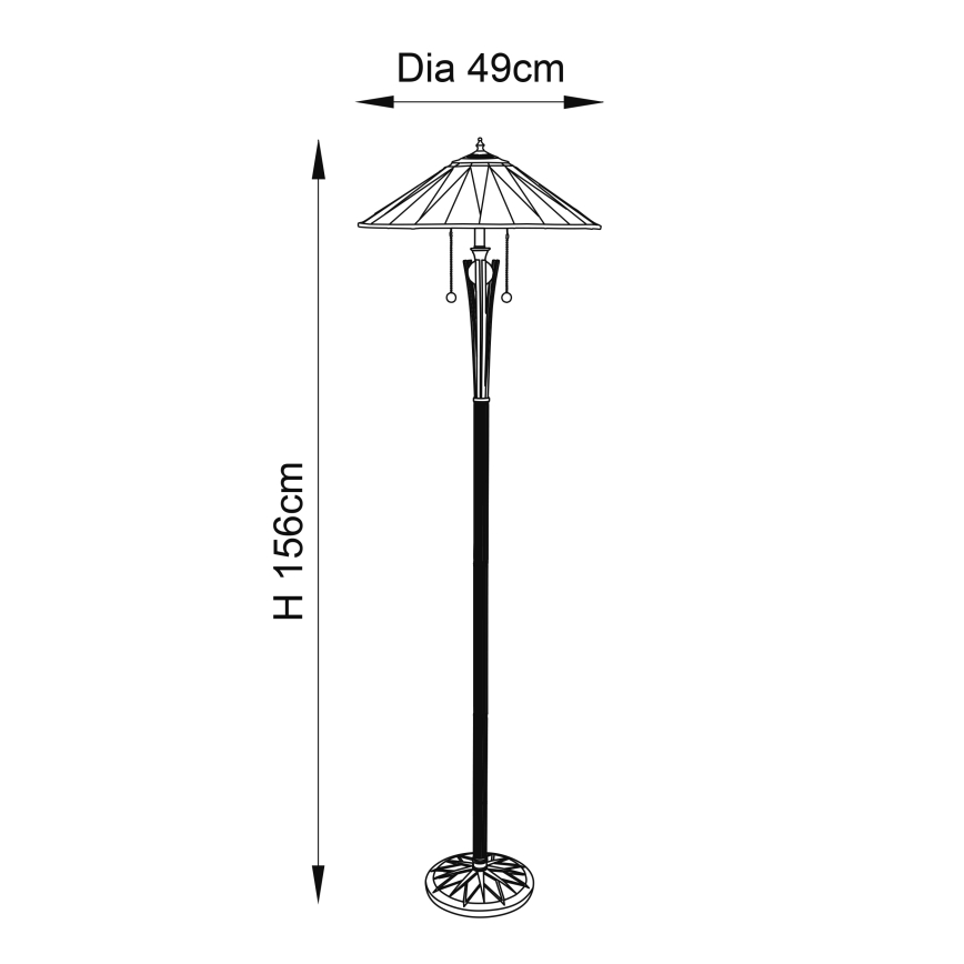 Endon 64041 - Lampadar Tiffany DARK STAR, 2xE27/60W/230V, Ø 49 cm