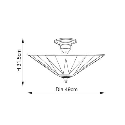 Endon 64043 - Lustră aplicată Tiffany DARK STAR, 3 x E27, 60 W, 230 V, diam. 49 cm