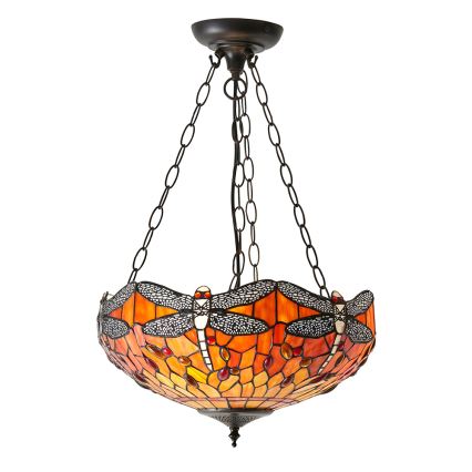 Endon 64076 - Lustru suspendat pe lanț Tiffany DRAGONFLY 3xE27/60W/230V Ø 41 cm