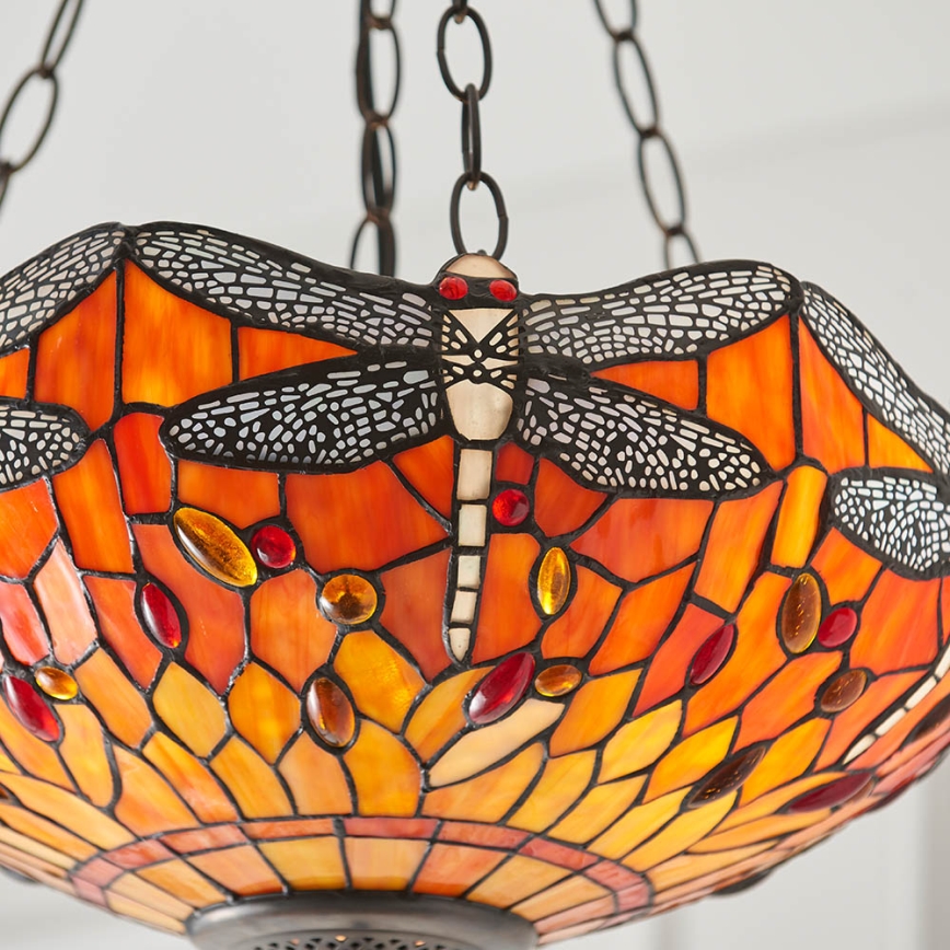 Endon 64076 - Lustru suspendat pe lanț Tiffany DRAGONFLY 3xE27/60W/230V Ø 41 cm