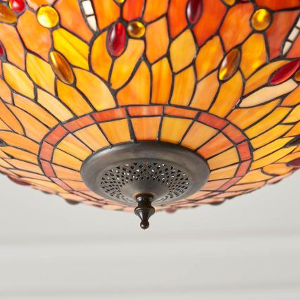 Endon 64076 - Lustru suspendat pe lanț Tiffany DRAGONFLY 3xE27/60W/230V Ø 41 cm
