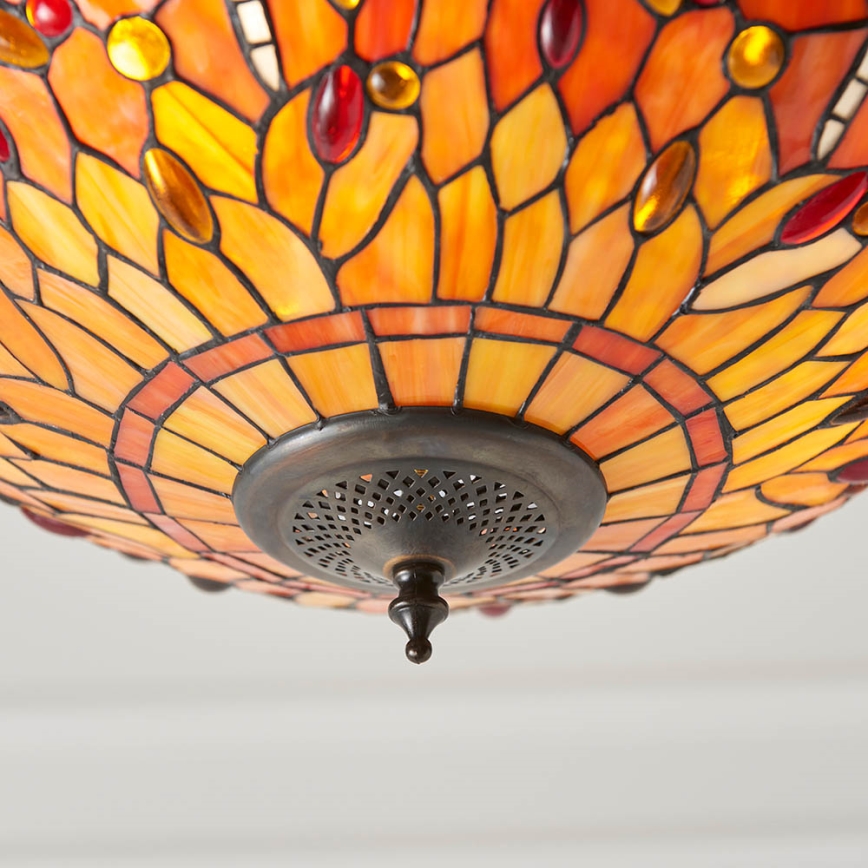 Endon 64076 - Lustru suspendat pe lanț Tiffany DRAGONFLY 3xE27/60W/230V Ø 41 cm