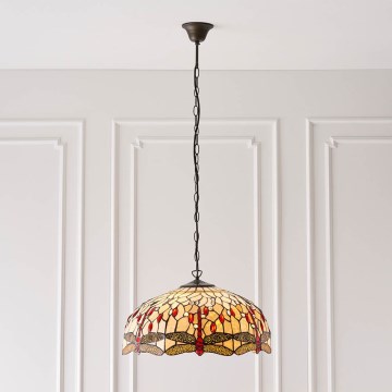 Endon 64079 - Candelabru pe lanț Tiffany DRAGONFLY 3xE27/60W/230V pr. 50 cm