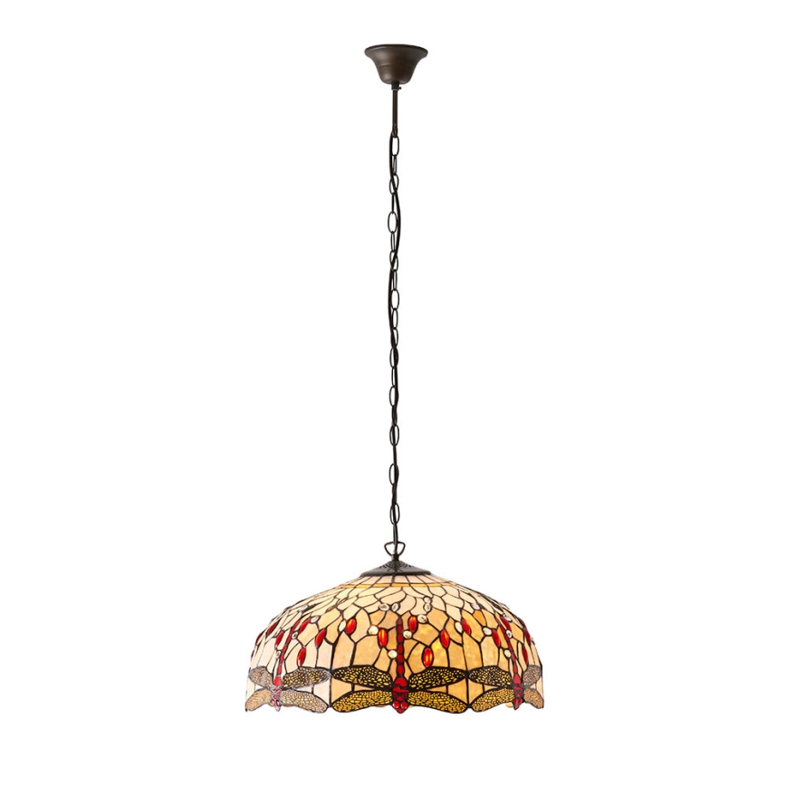 Endon 64079 - Candelabru pe lanț Tiffany DRAGONFLY 3xE27/60W/230V pr. 50 cm