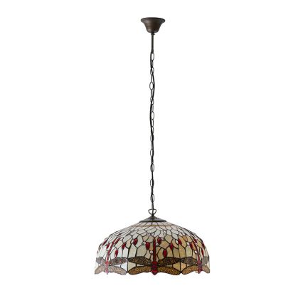 Endon 64079 - Candelabru pe lanț Tiffany DRAGONFLY 3xE27/60W/230V pr. 50 cm