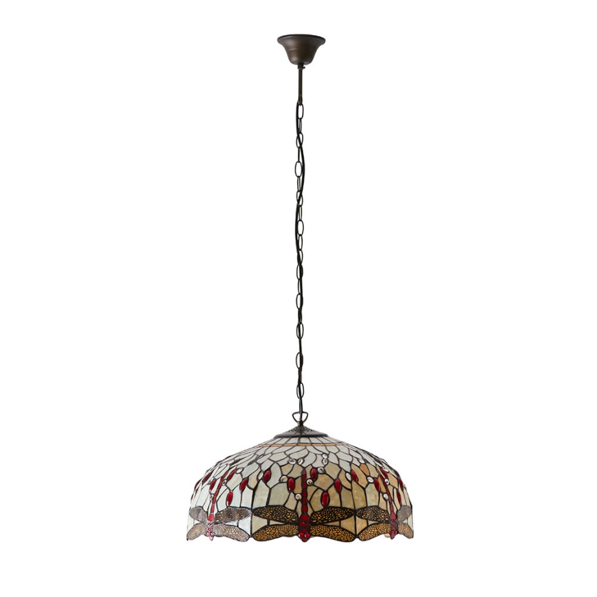 Endon 64079 - Candelabru pe lanț Tiffany DRAGONFLY 3xE27/60W/230V pr. 50 cm