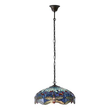 Endon 64080 - Candelabru pe lanț Tiffany DRAGONFLY, 3x E27, max. 60 W, 230 V, Ø 41 cm